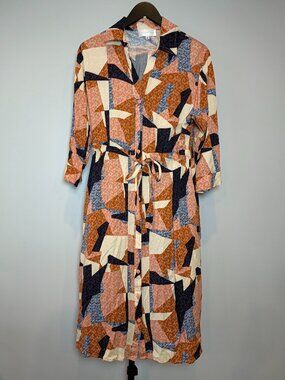 Anthropologie Corey Lynn Calter Women's Size S Abstract Print Belted Shirtdress